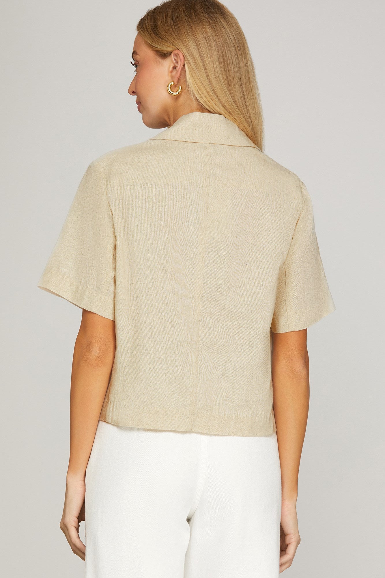 Linen Button Jacket-Natural