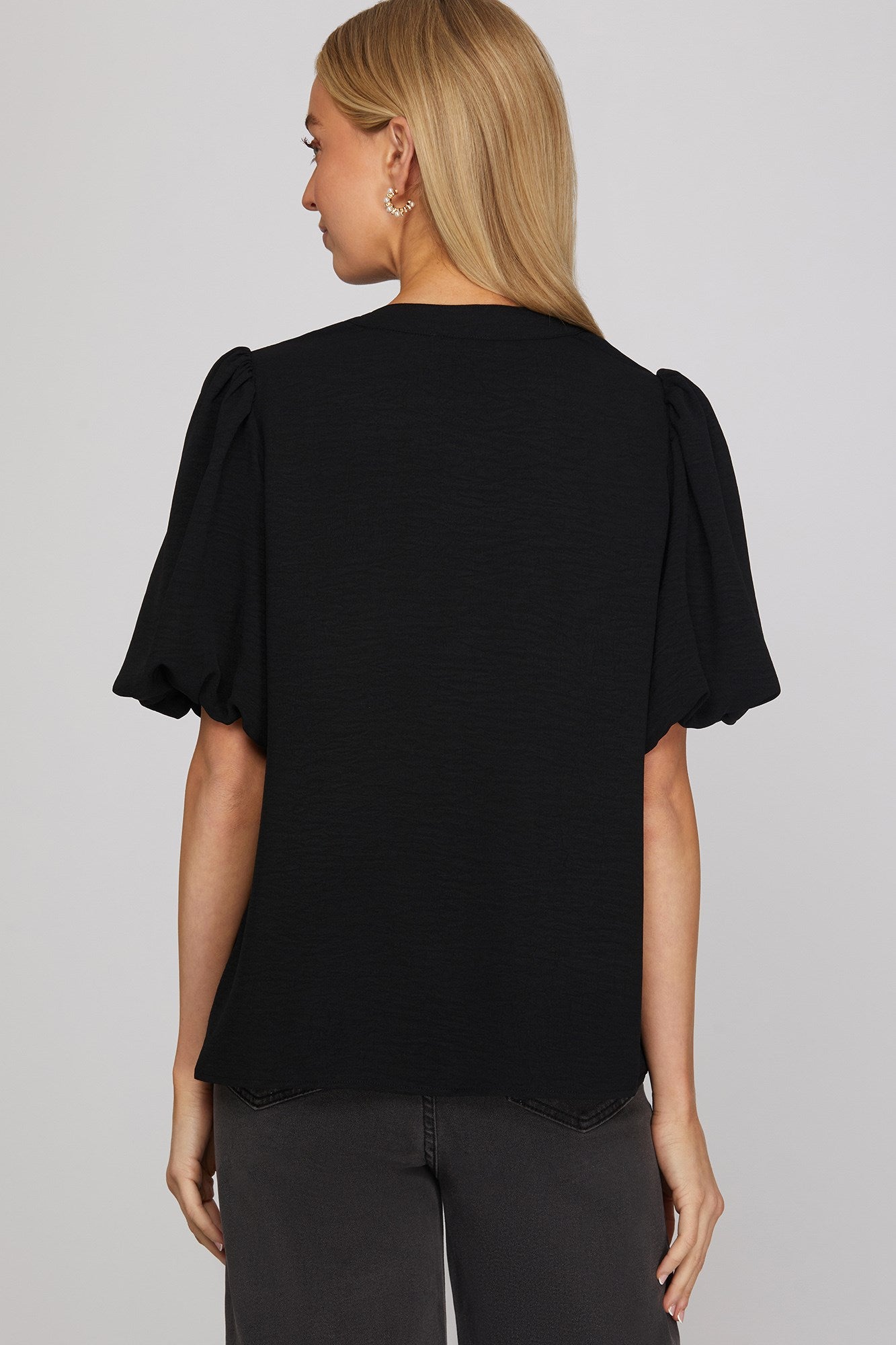 Puff Sleeve Blouse- Black
