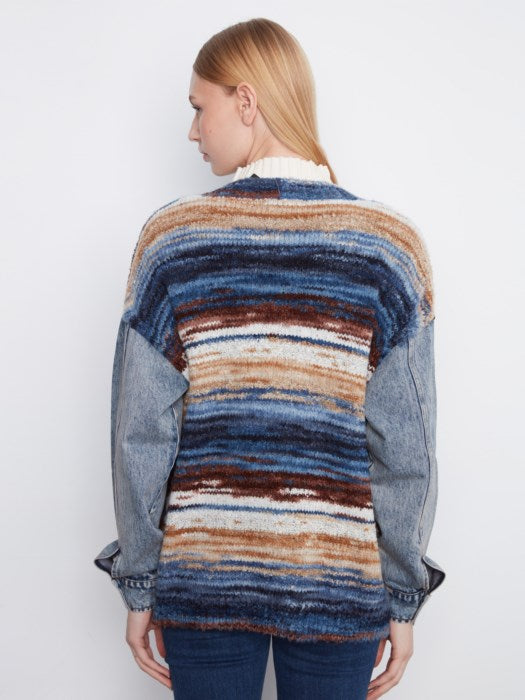 Charlie B- Denim Combo Space Dye Cardigan
