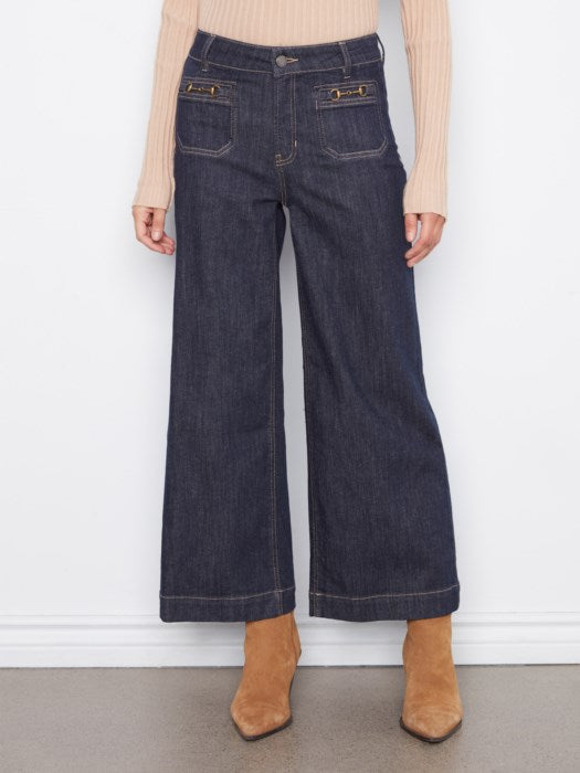 Patch Pocket Wide Leg Jeans
