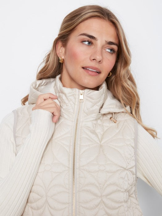 Charlie B-Long Hooded Puffer Vest- Pearl
