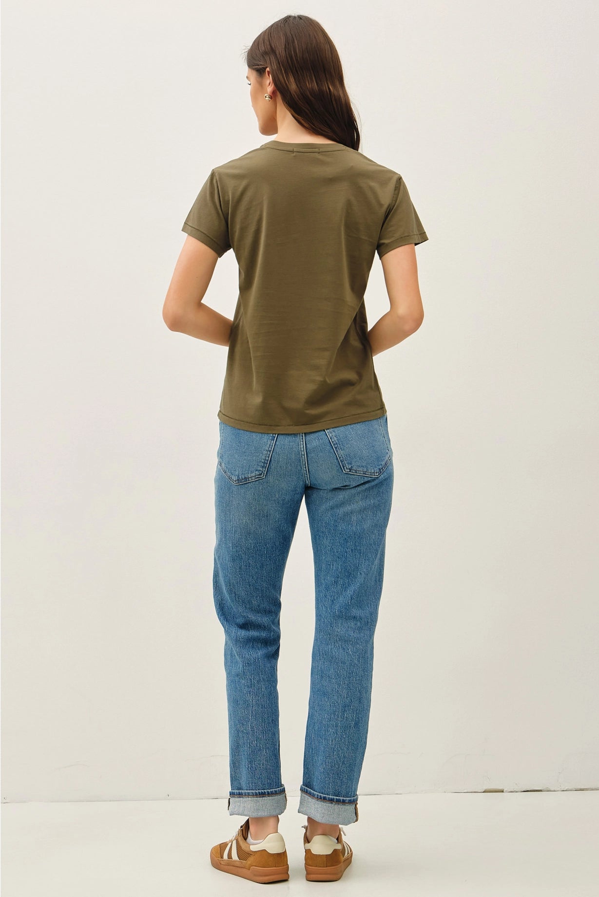 Basic Cotton Crewneck-Olive