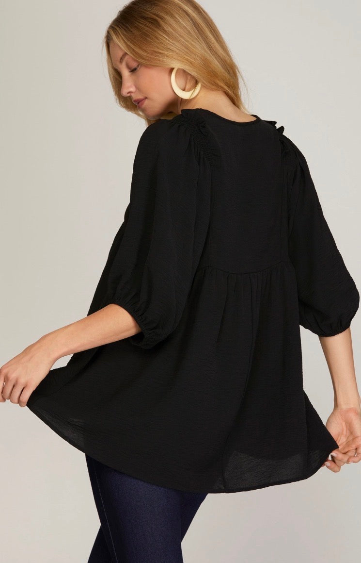 Woven Tunic-Black