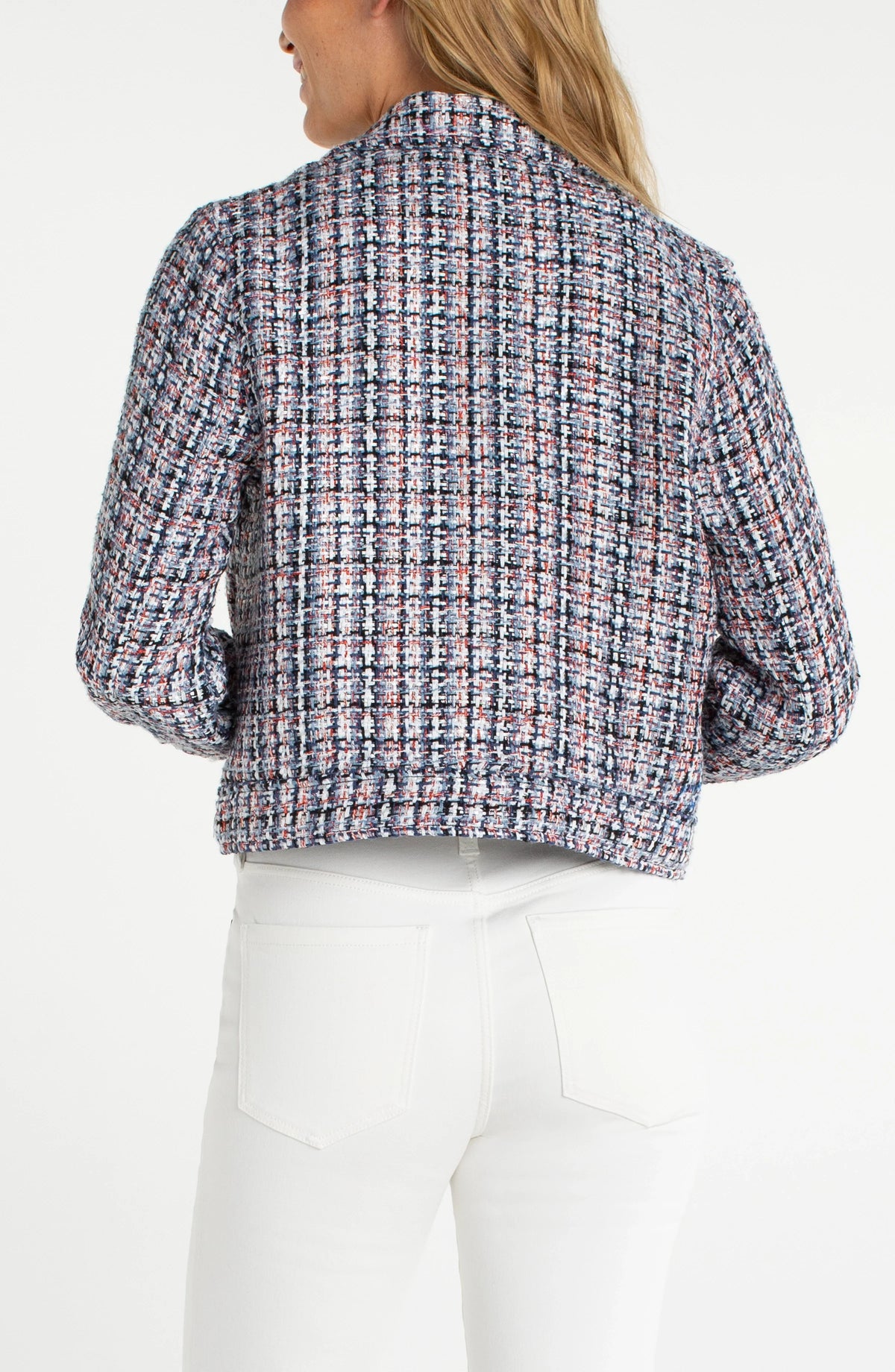Button Front Jacket- Navy Plaid