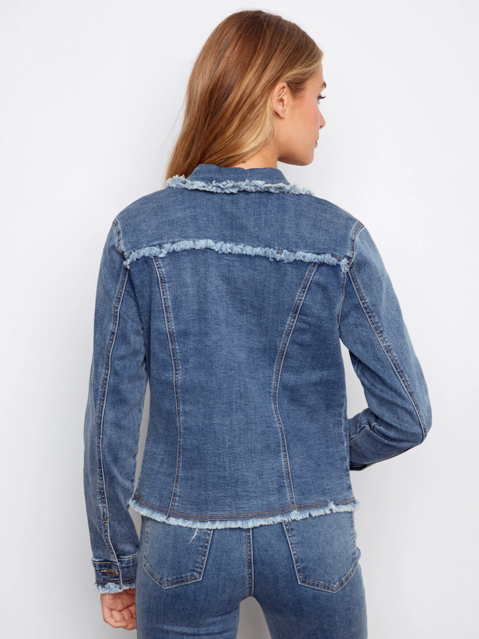 Frayed Edge Stretch Denim Jacket