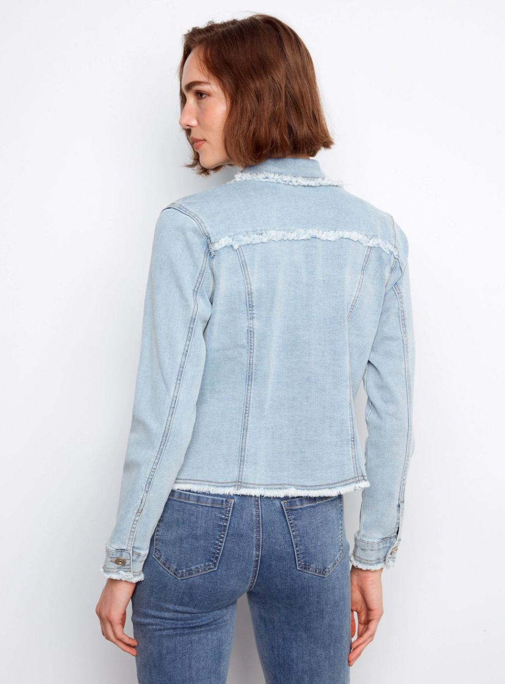 Frayed Edge Stretch Denim Jacket