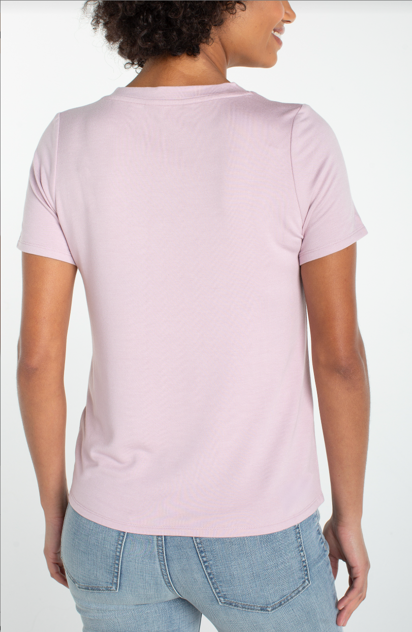 Short Sleeve V Neck Tee- Lilac
