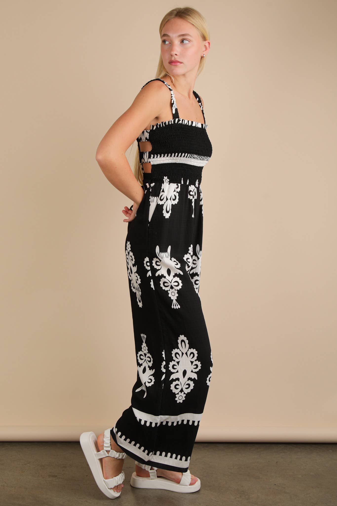 Boho Printed Jumpsuit-Black