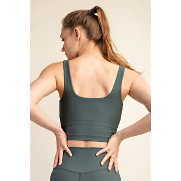 Seamless Ribbed Crop Top- Forest