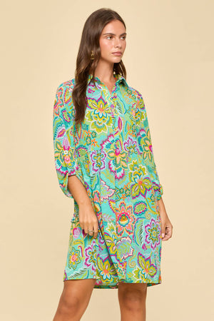 The Inspire Dress-Floral Emerald