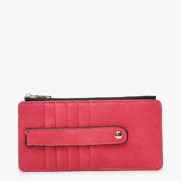 Saige Slim Card Holder Wallet- Hot Pink