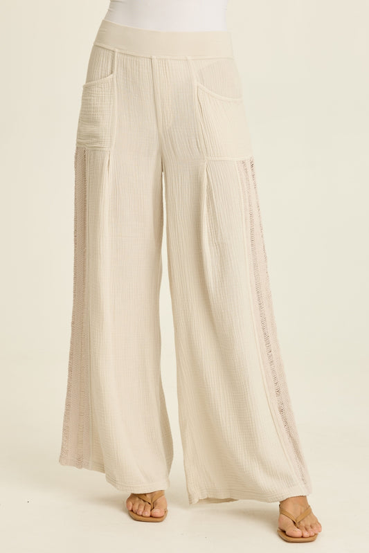 Gauze Lace Trim Pants