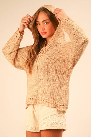 Summer Knit Hoodie-Natural