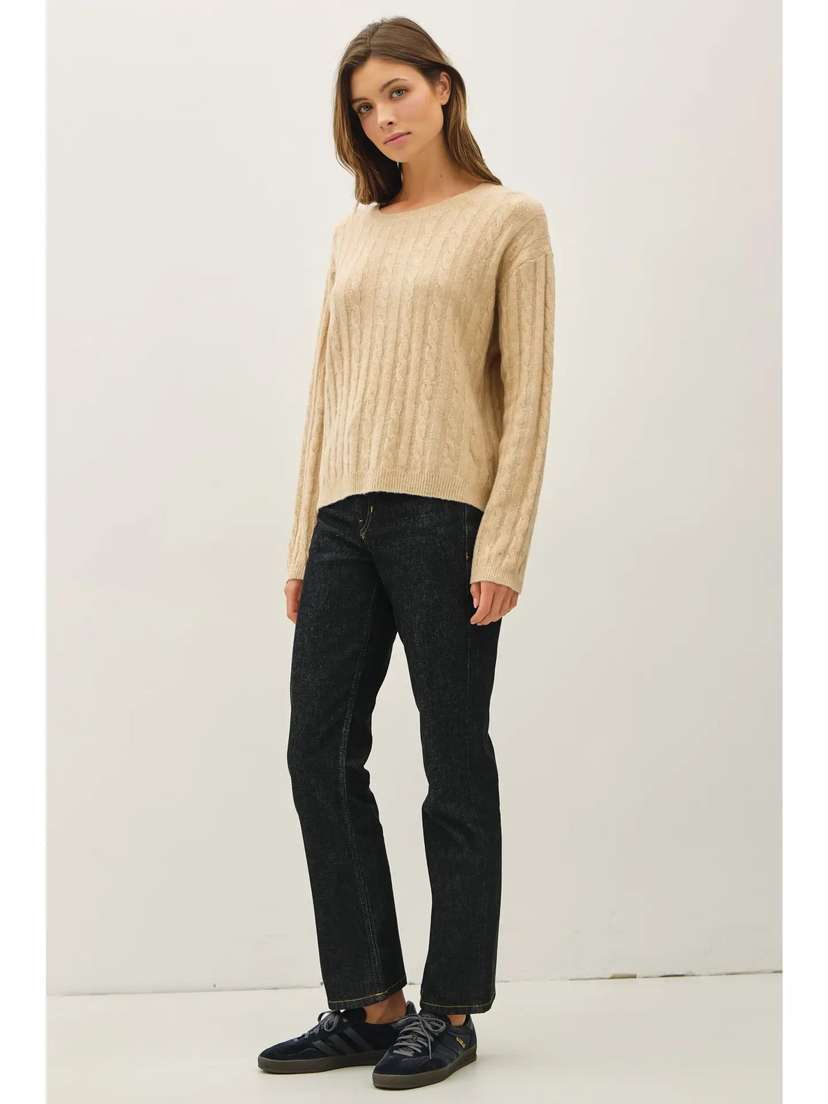 Oversized Boxy Cut Cable Knit Sweater