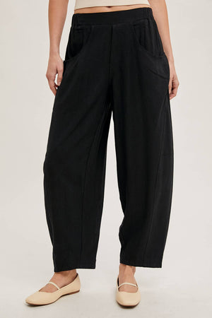 Relaxed Barrel Pants-Black