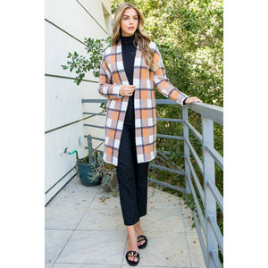 Plaid Mohair Long Cardigan