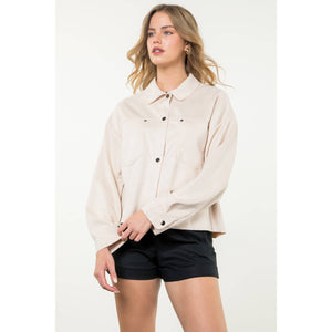 Button Up Suede-Cream