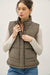Suede Puffer Vest-Olive