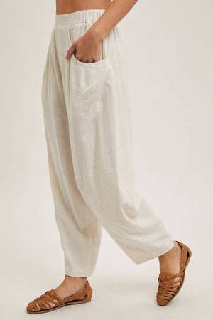 Relaxed Barrel Pants-Oatmeal