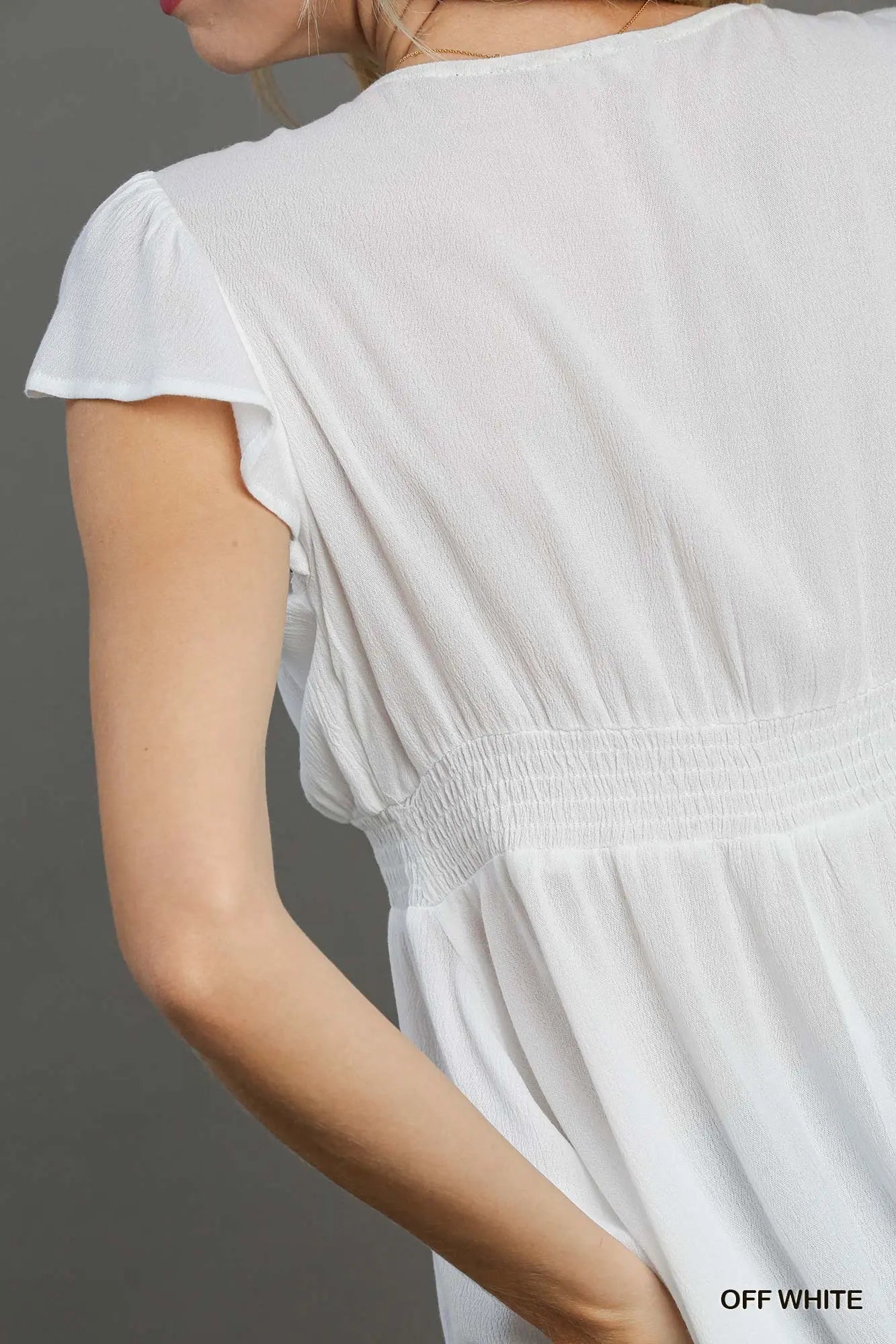 Ruffle Sleeve Top- Off White