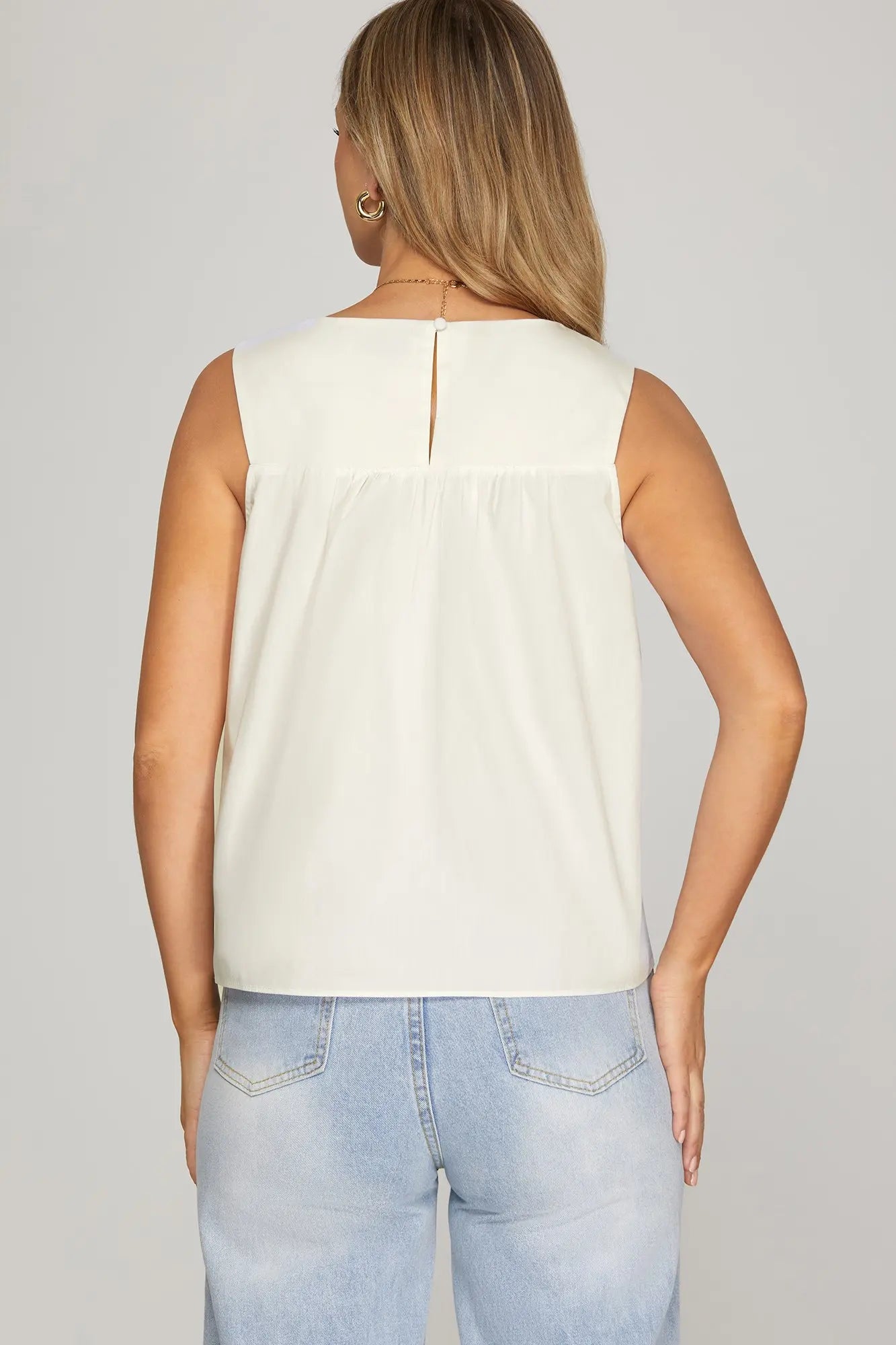 Poplin Ruffle Top-Off White