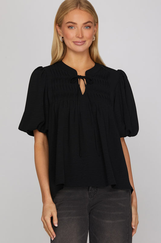Puff Sleeve Blouse- Black