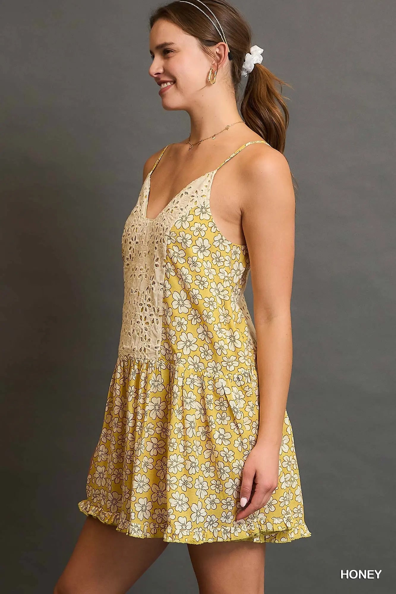 Linen Floral Print Dress
