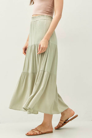 Tiered Maxi Skirt-Pistachio