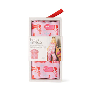Hello Mello Boots Satin Pajama Top