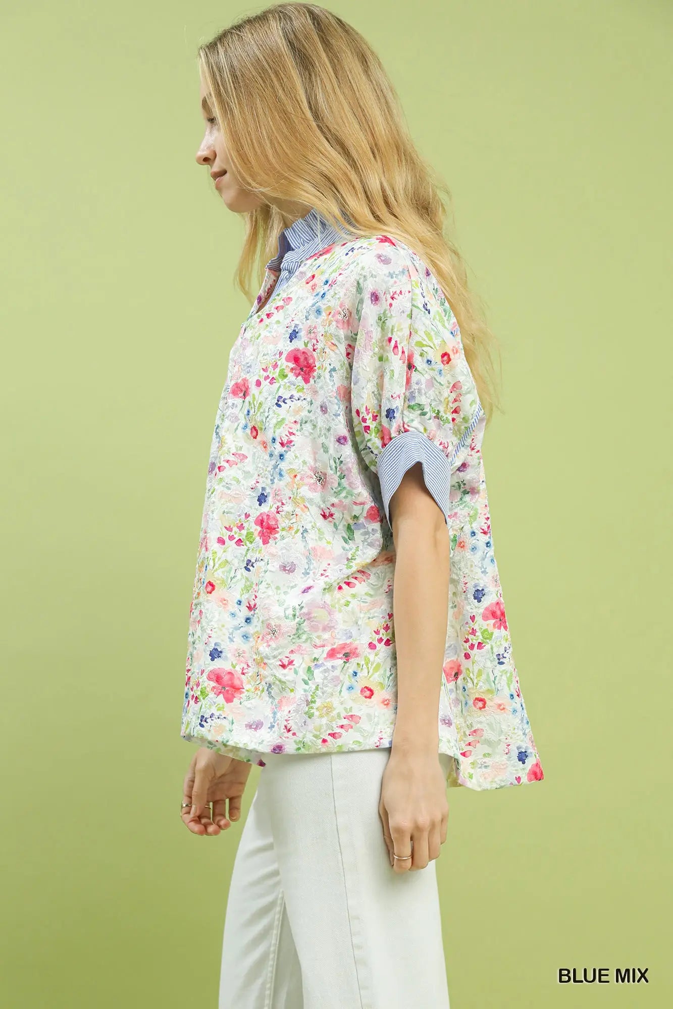 Floral Print Button-Down Top