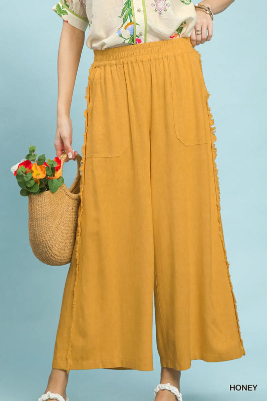 Linen Wide Leg Pants- Honey
