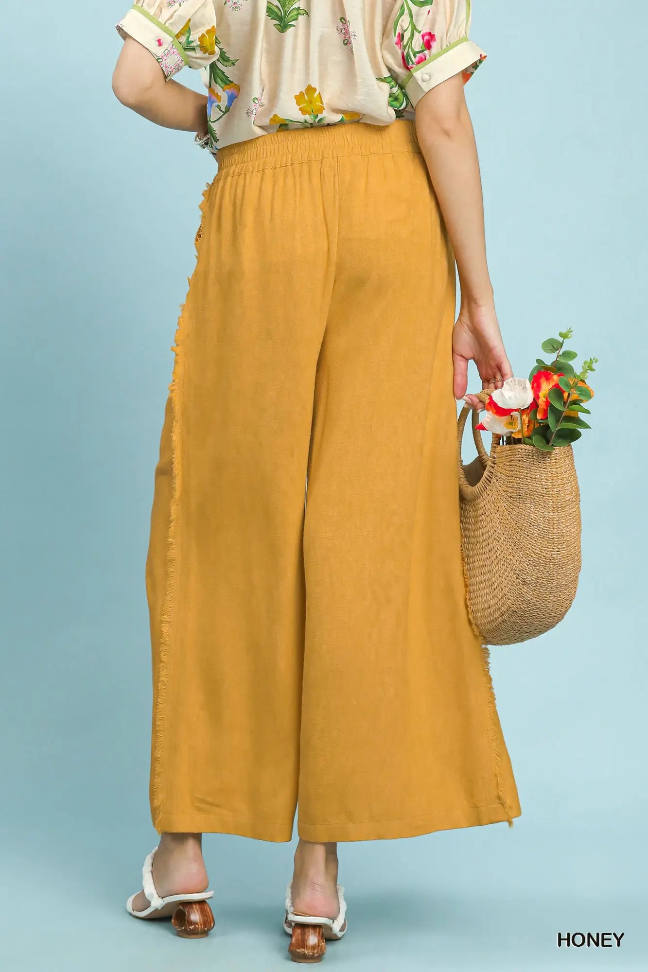Linen Wide Leg Pants- Honey