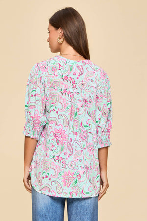 The Lizzy Top-Aqua Pink