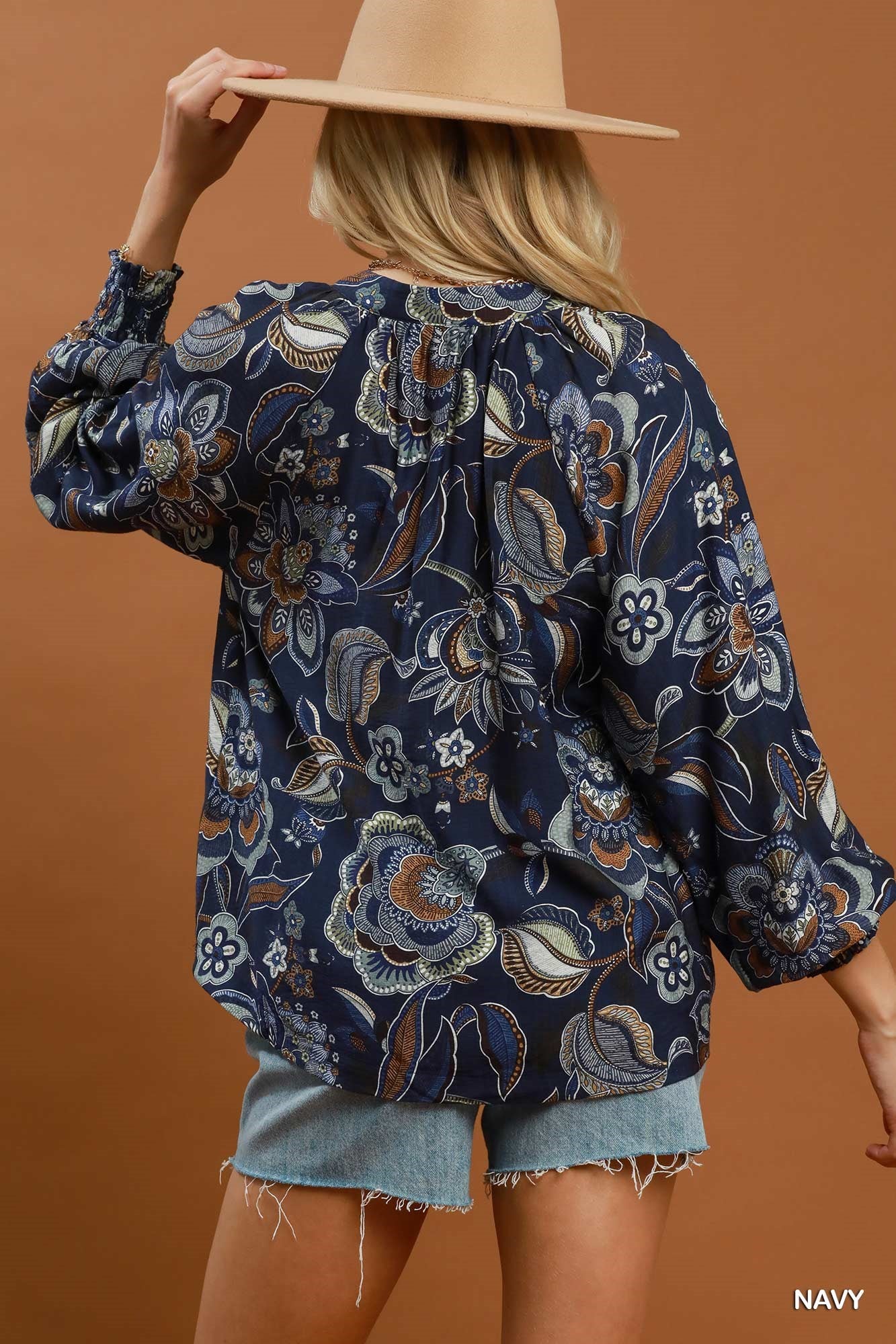 Navy Floral Blouse
