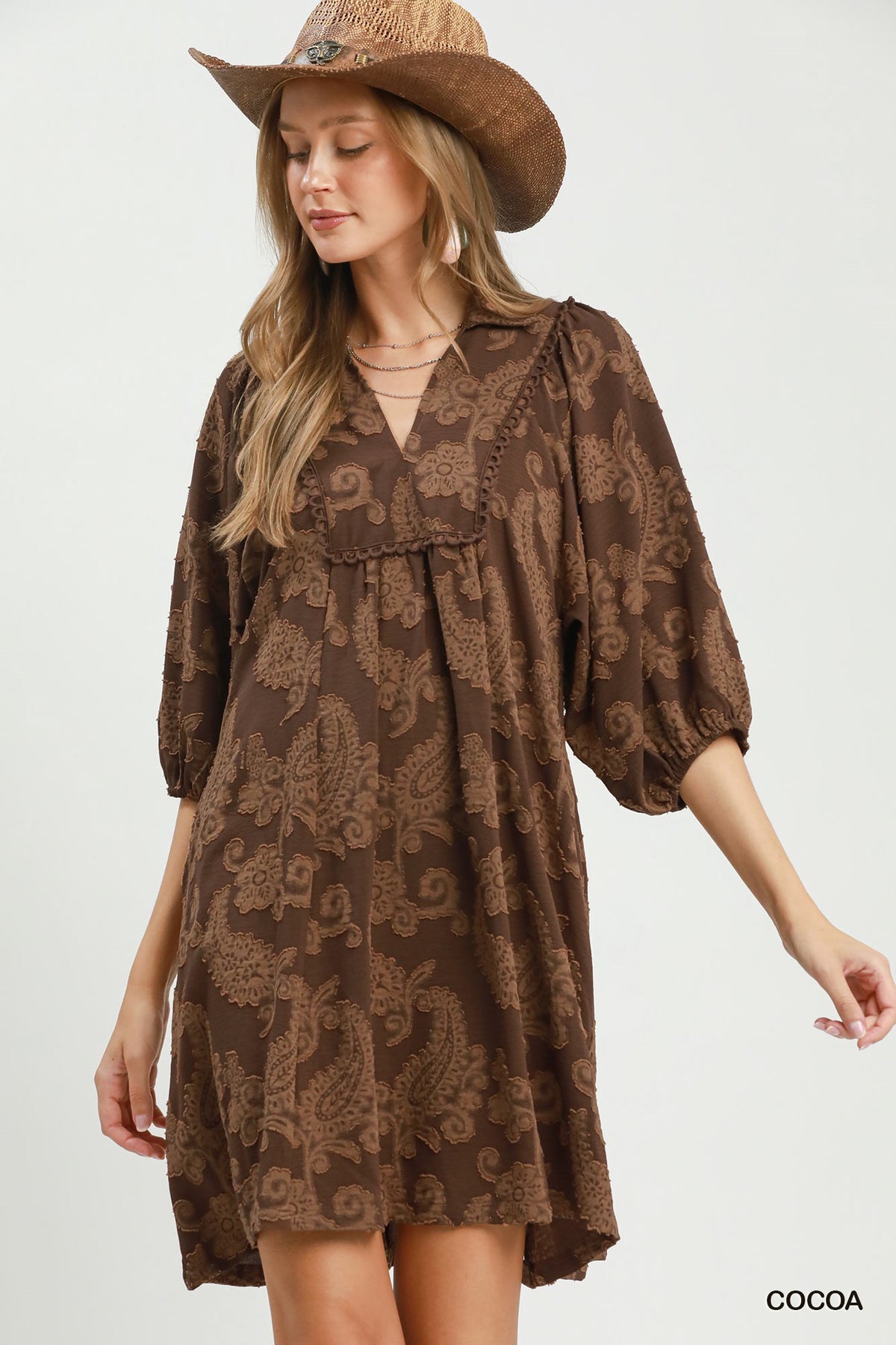 Paisley Print Dress-Cocoa