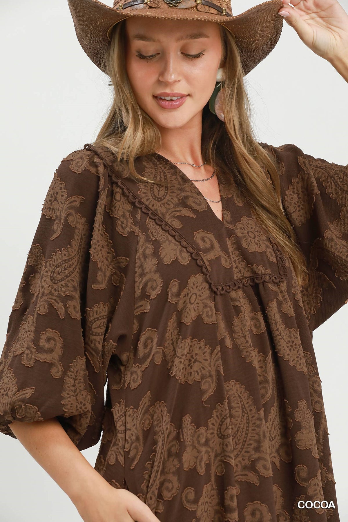 Paisley Print Dress-Cocoa