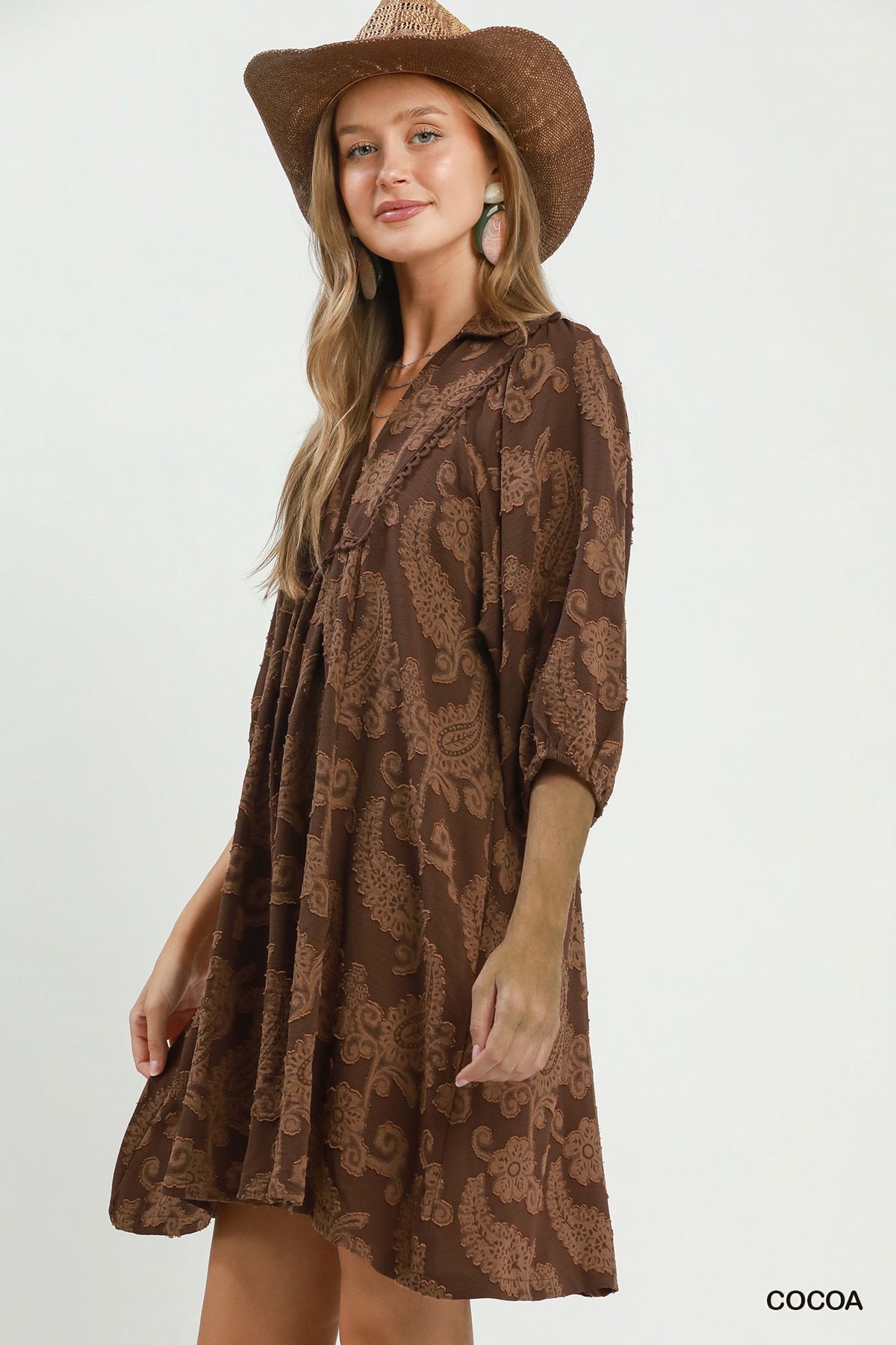 Paisley Print Dress-Cocoa