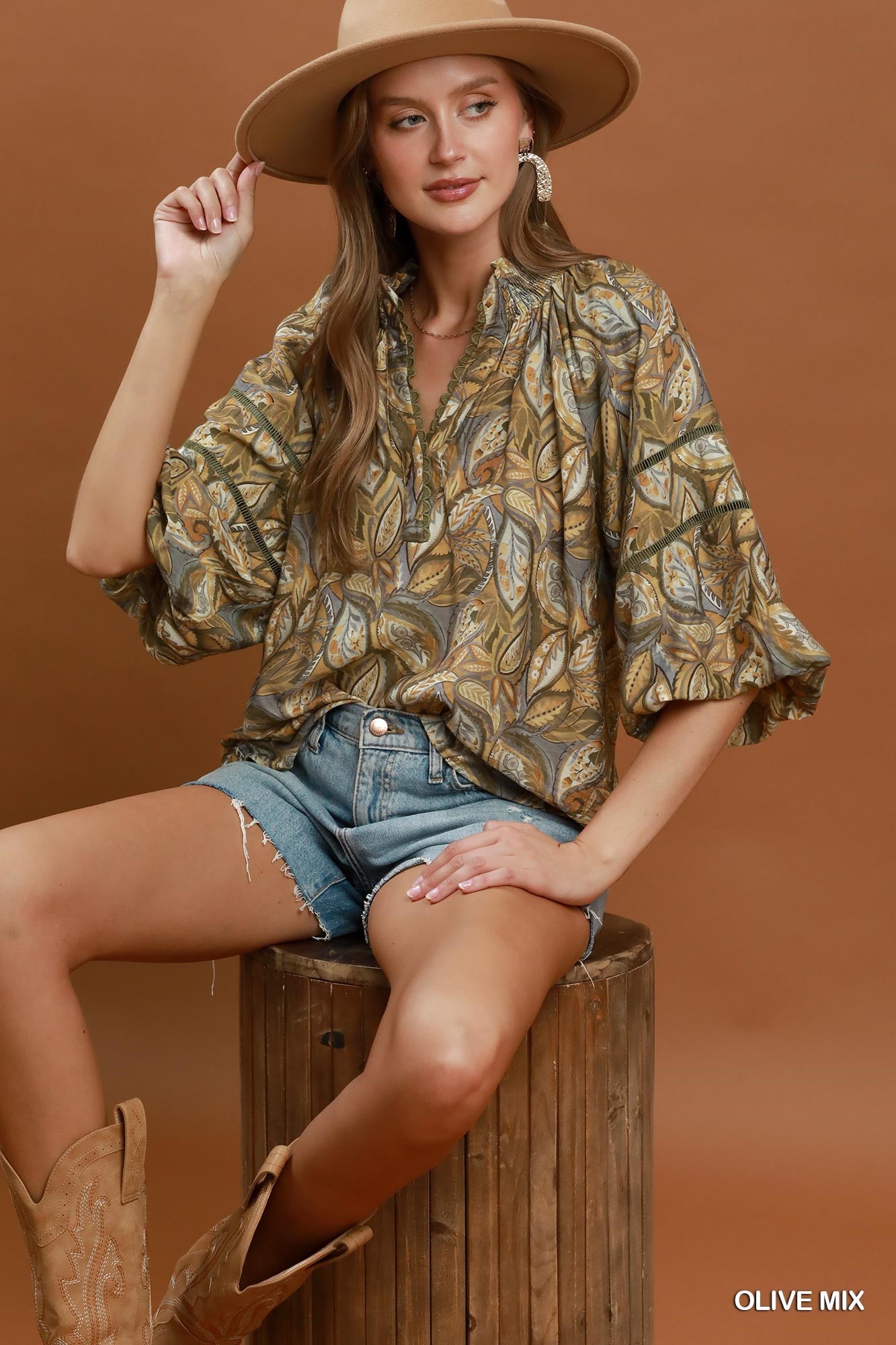 Olive Paisley Blouse