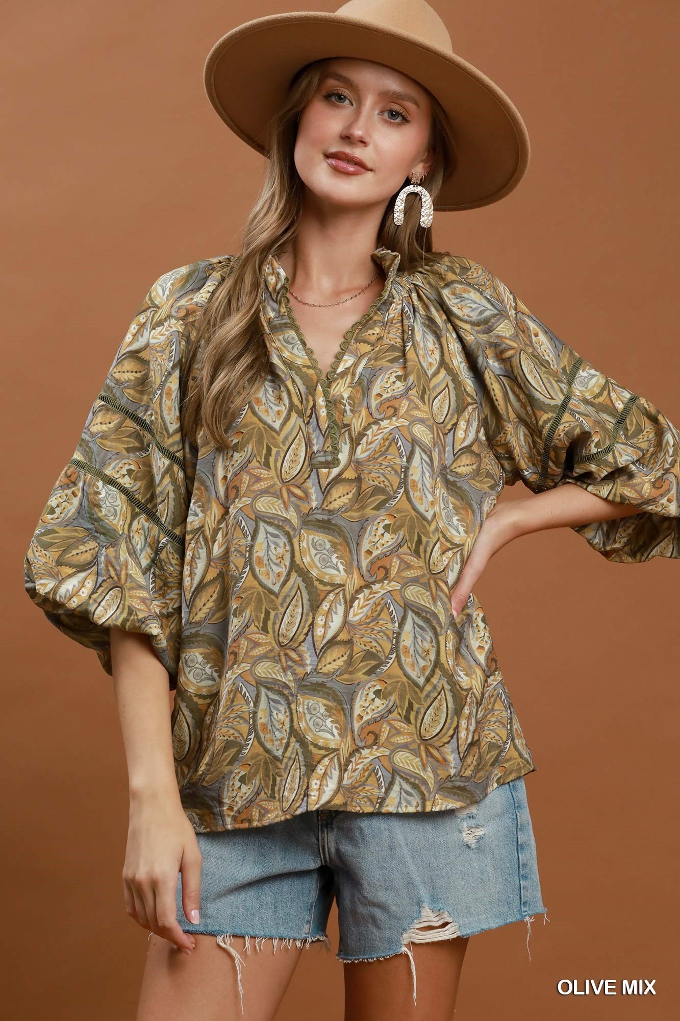 Olive Paisley Blouse