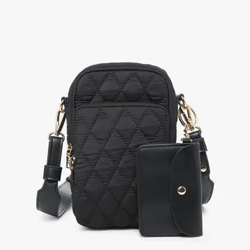 Parker Quilted Compartment Crossbody- Black