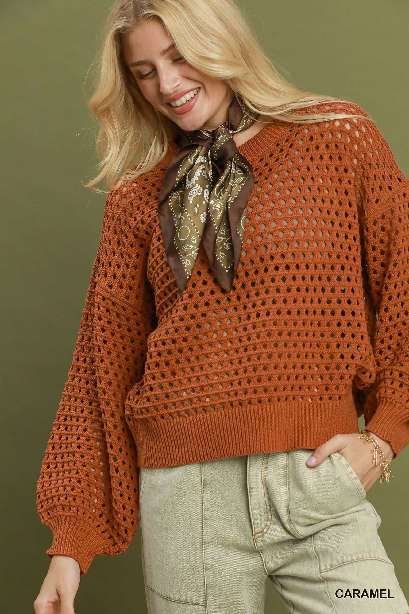 Caramel Crochet Sweater