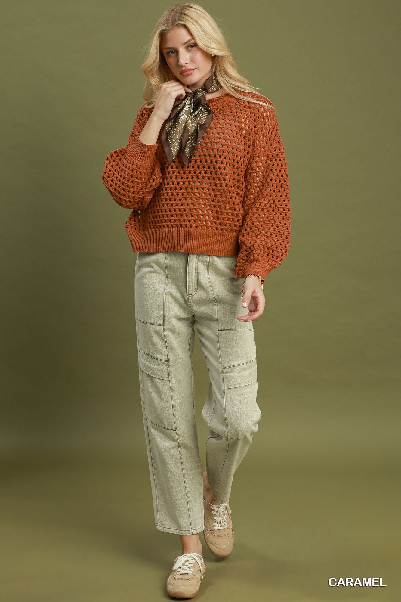 Caramel Crochet Sweater