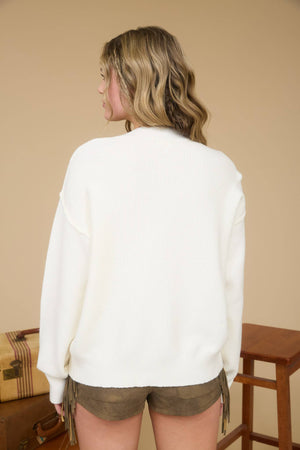 Exposed Seam Round Neck-Cream