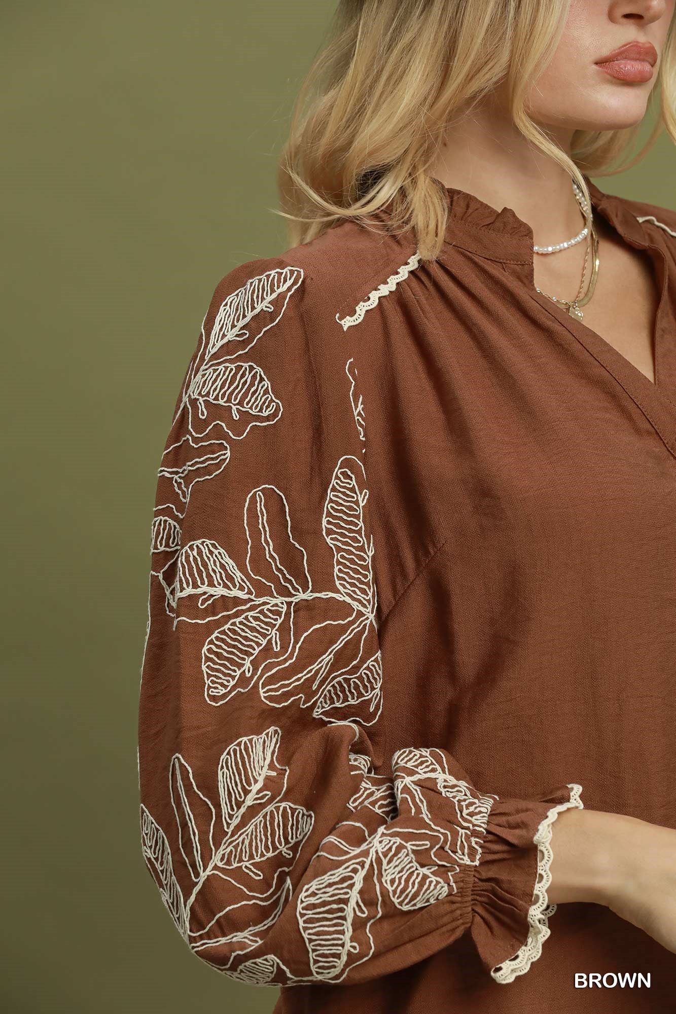 Autumn Bloom Blouse-Chocolate