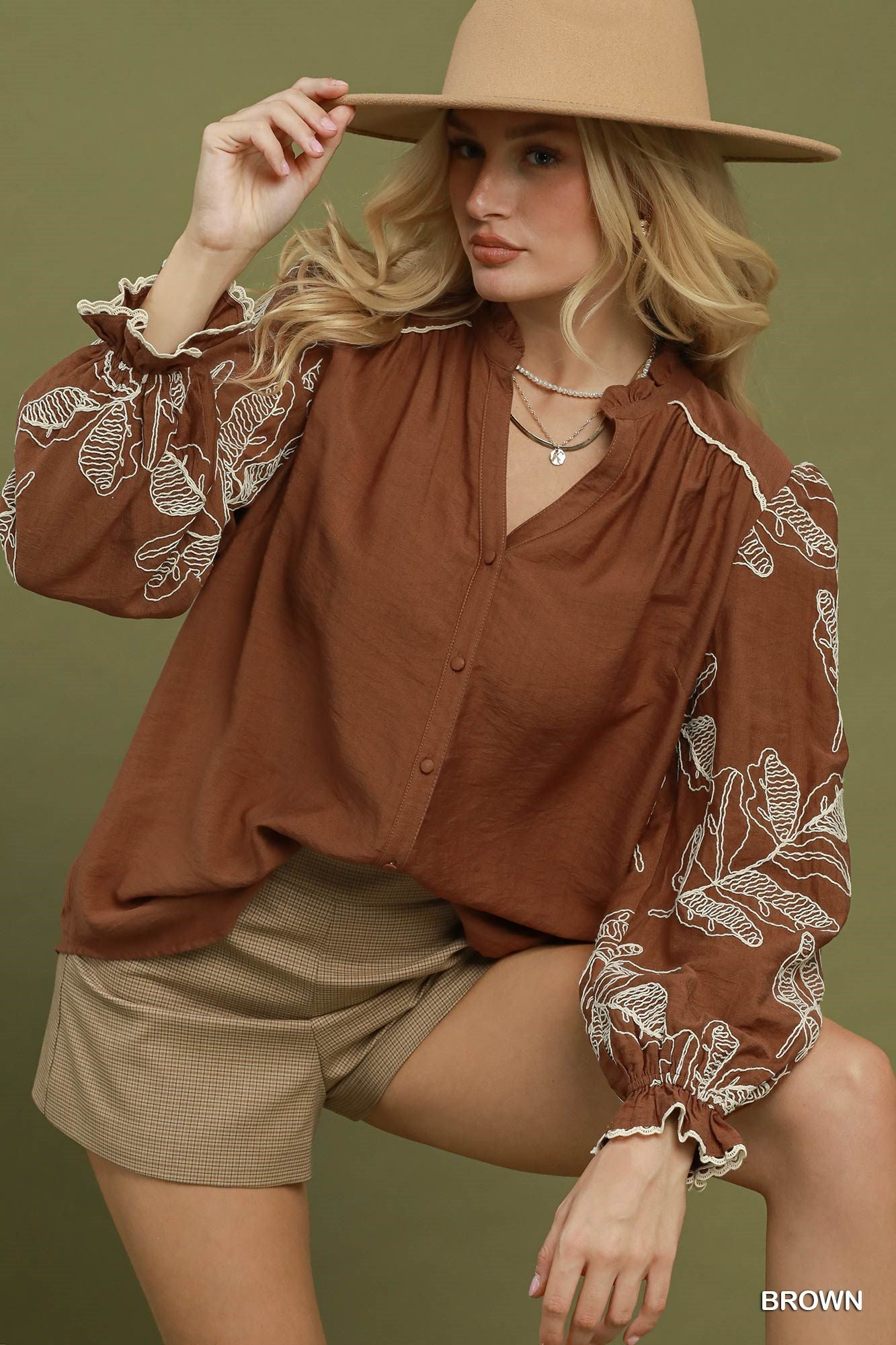 Autumn Bloom Blouse-Chocolate