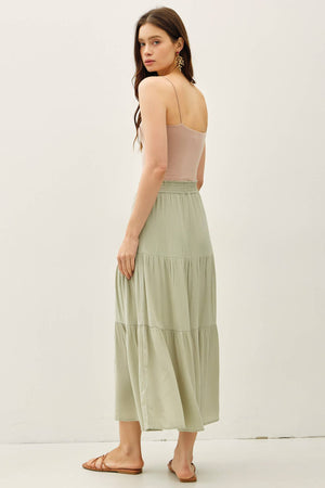 Tiered Maxi Skirt-Pistachio