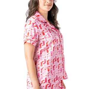 Hello Mello Boots Satin Pajama Top