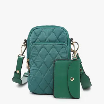 Parker Quilted Compartment Crossbody- Green