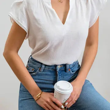 Petal Tassel Sleeve Blouse- White