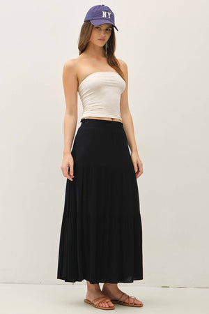 Tiered Maxi Skirt-Black
